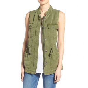 Sanctuary Canyon Cargo Utility Zip Front Olive Green Military Vest Size XS